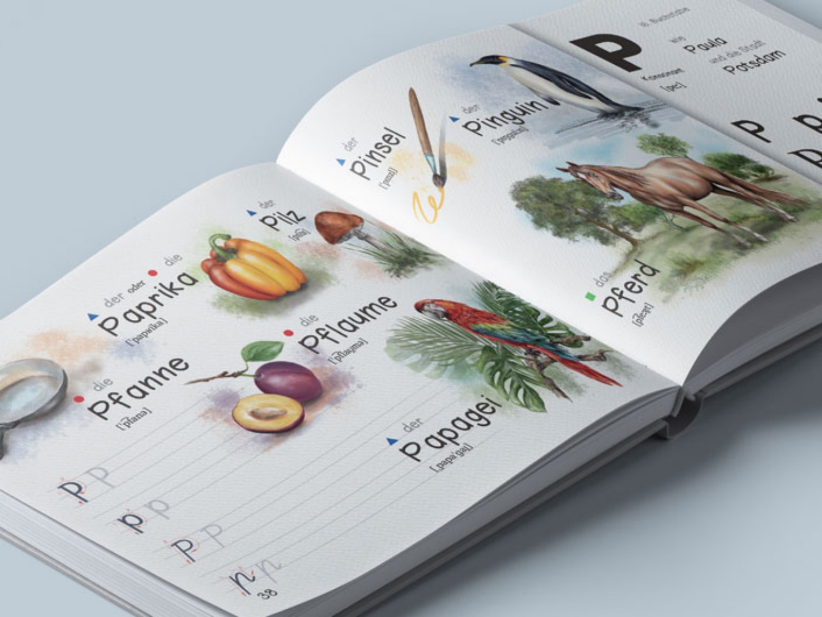 Doppelseite Buchstabe P